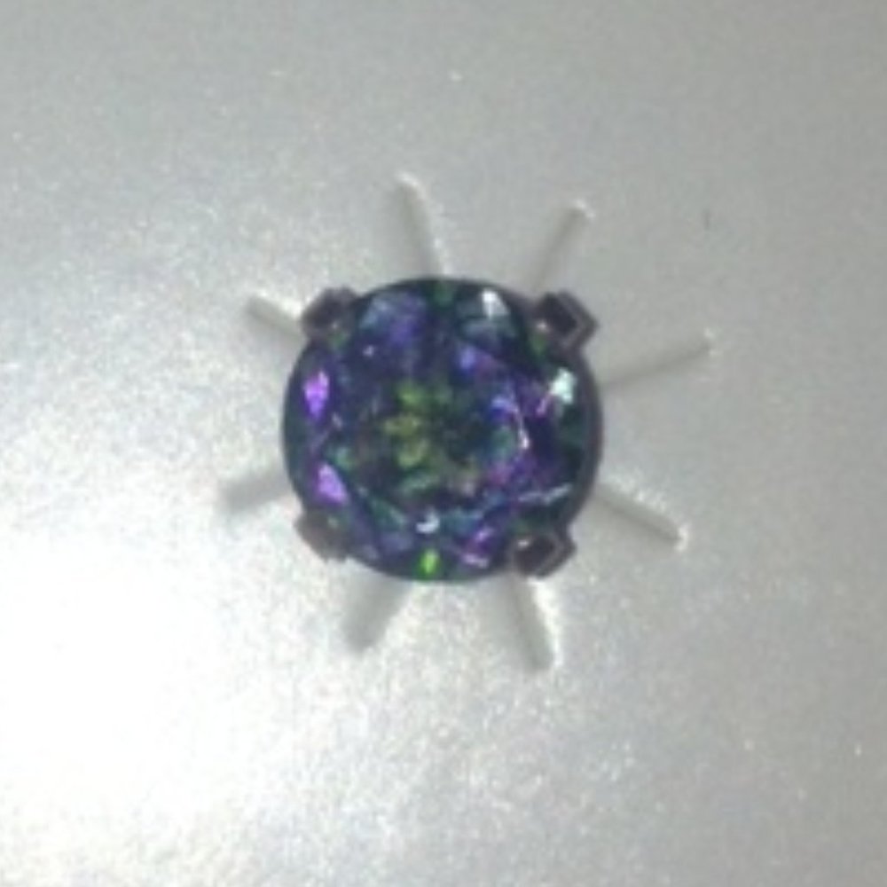 Rainbow Beveled Quartz Silver Post Earrings
